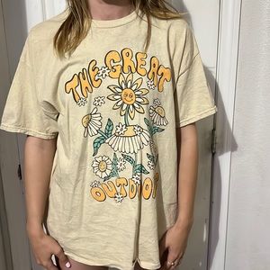 cream colored hippie oversized t-shirt